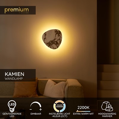 Lucide KAMIEN - Wandlamp - LED Dimb. - CCT - 1x12W 2200K/3000K - Wit - Premium